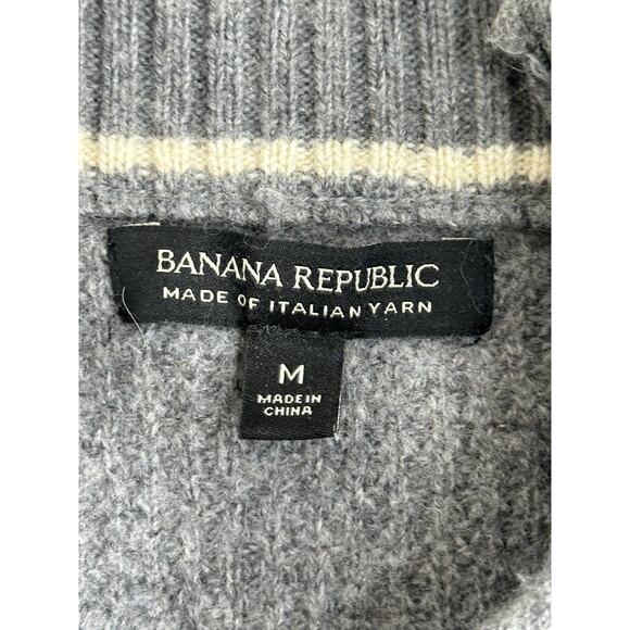 Banana Republic Gray Merino Extra Fine Wool Sweater Waffle Knit Henley Mens M - Picture 3 of 7